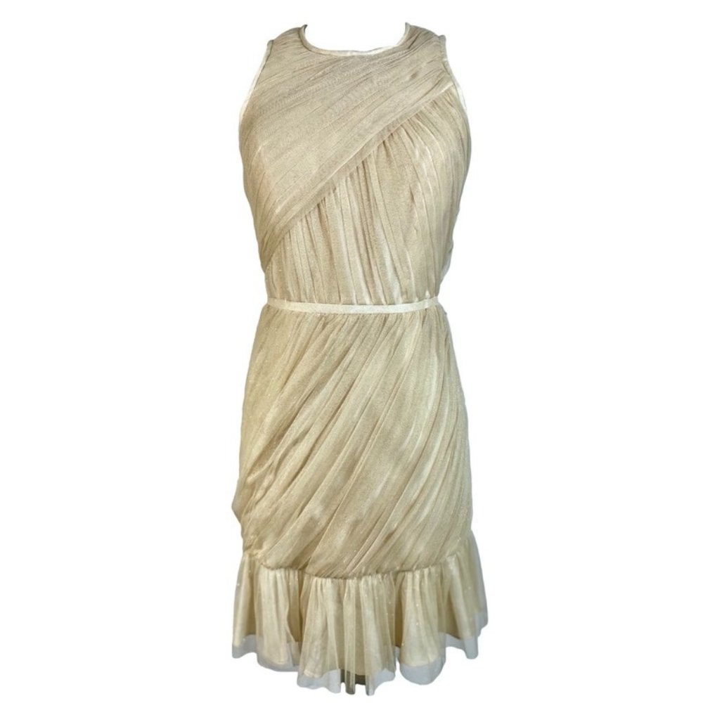 Jill Stuart Gold Cocktail Dress Tulle Elegant NWT